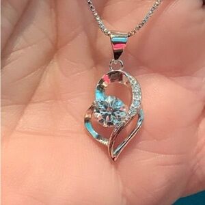 1 cttw Moissanite Elegant Swirl Silver Pendant Necklace